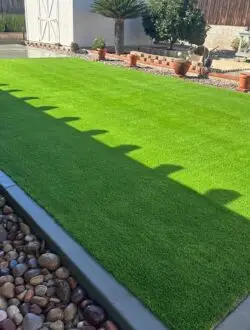 Green landscape design with rocks